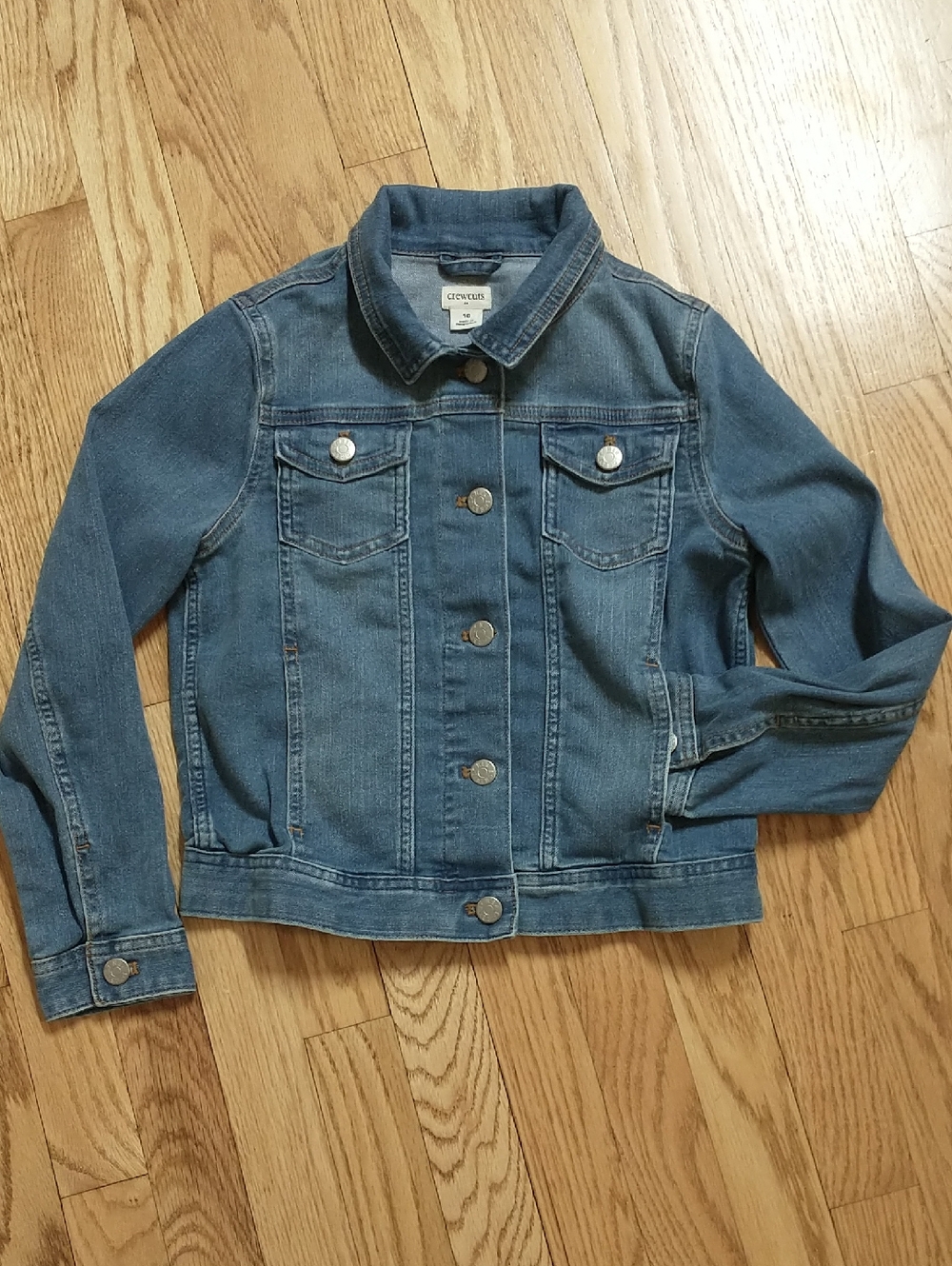J Crew Crewcuts Stretch Denim Jean  Trucker Jacket With Pockets Size 10